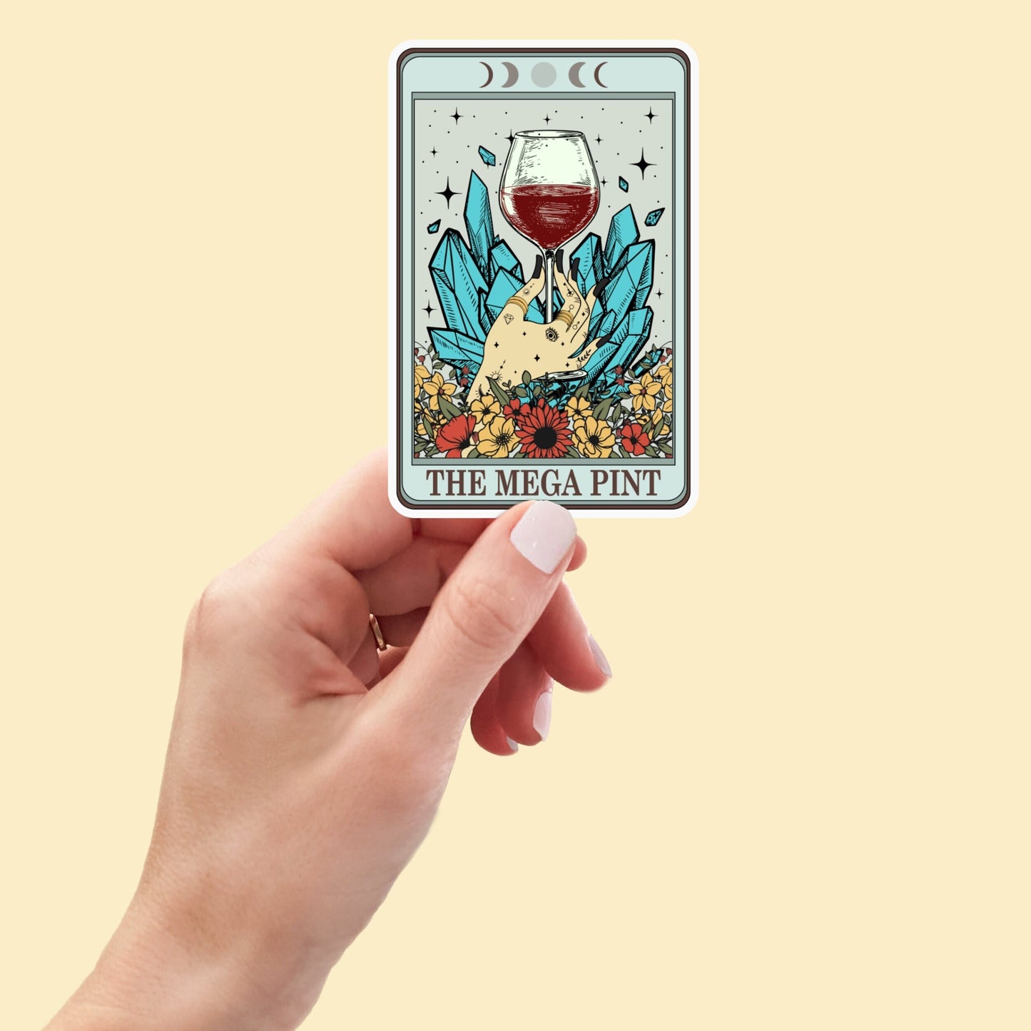 The Mega Pint Wine Tarot Card sticker, Wine Sticker, funny stickers, Gothic Stickers, laptop decals, tumbler stickers, water bottle sticker
