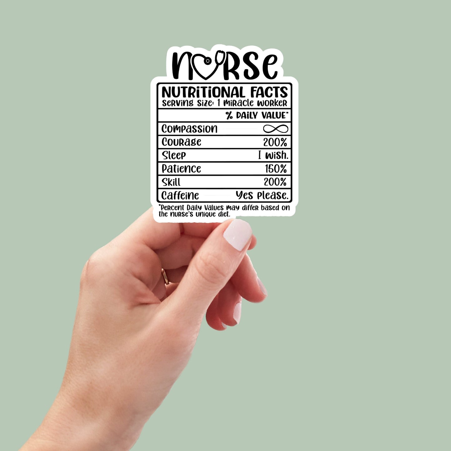 Nurse nutrition facts sticker, nursing sticker, laptop stickers, funny sticker, best friend gift, funny gift, nurse graduation gift