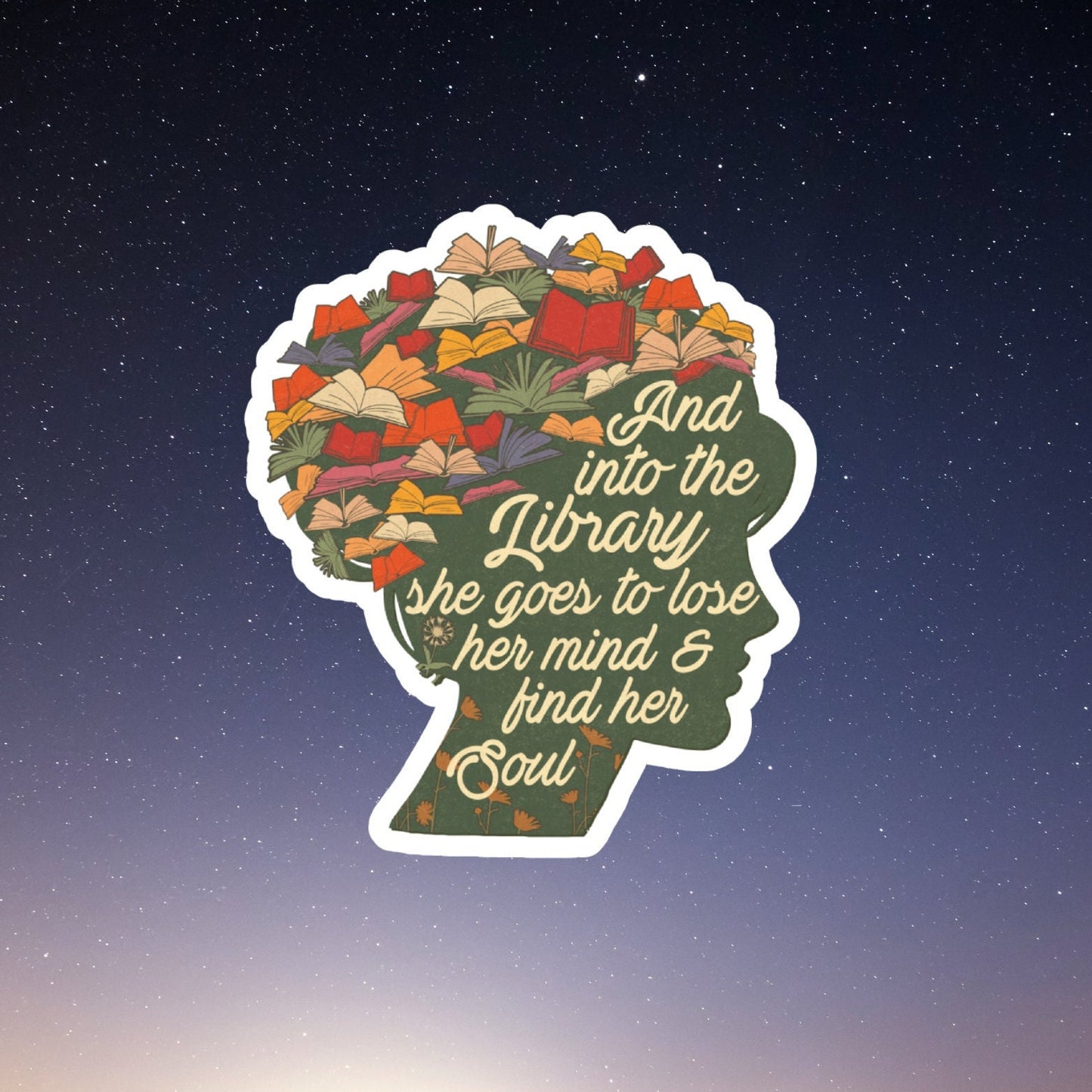 Into The Library Book Inspired Waterproof Vinyl Sticker, book laptop decals, water bottle stickers, funny stickers, bookish stickers