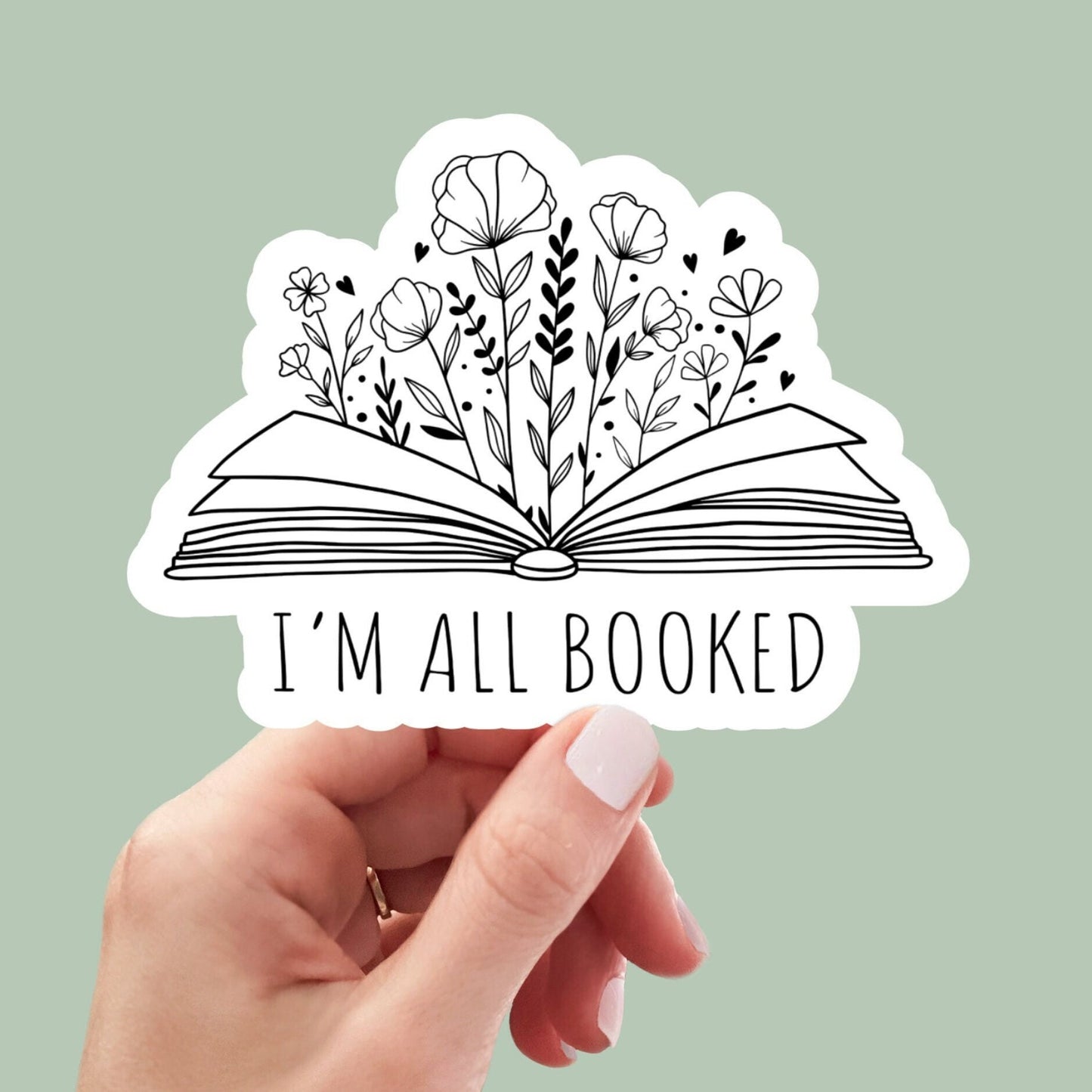 i'm all booked sticker, book laptop decals, water bottle stickers, bookish, reading, planner stickers, aesthetic stickers, books