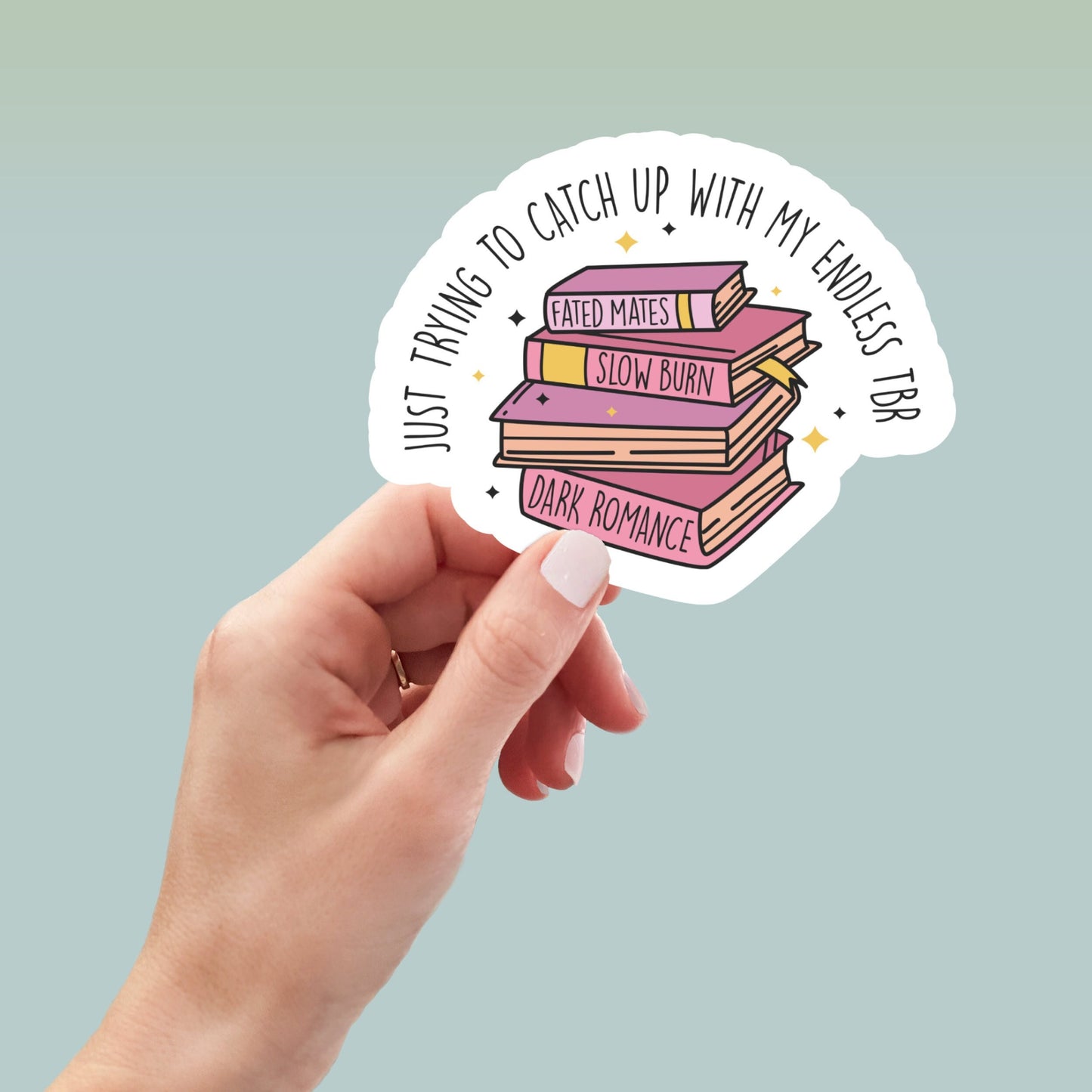 catch up with my endless tbr, book laptop decals, water bottle stickers, bookish, reading, planner stickers, aesthetic stickers, books