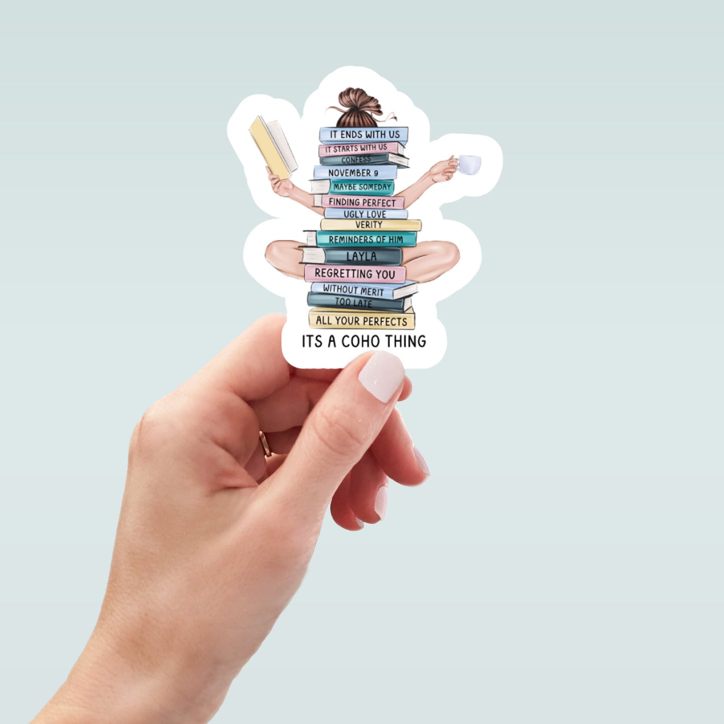 COHO Colleen Hoover book stack waterproof vinyl sticker, book laptop decals, water bottle stickers, book stickers, kindle stickers