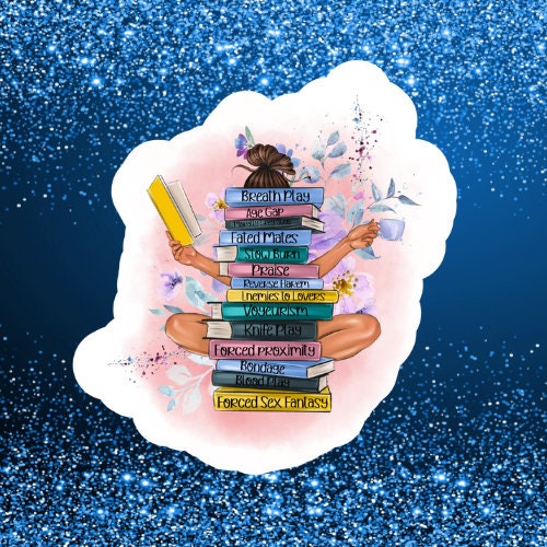 Book tropes book stack waterproof Vinyl Sticker, laptop stickers, funny stickers, sarcastic sticker, kindle sticker, smut, romance, reading