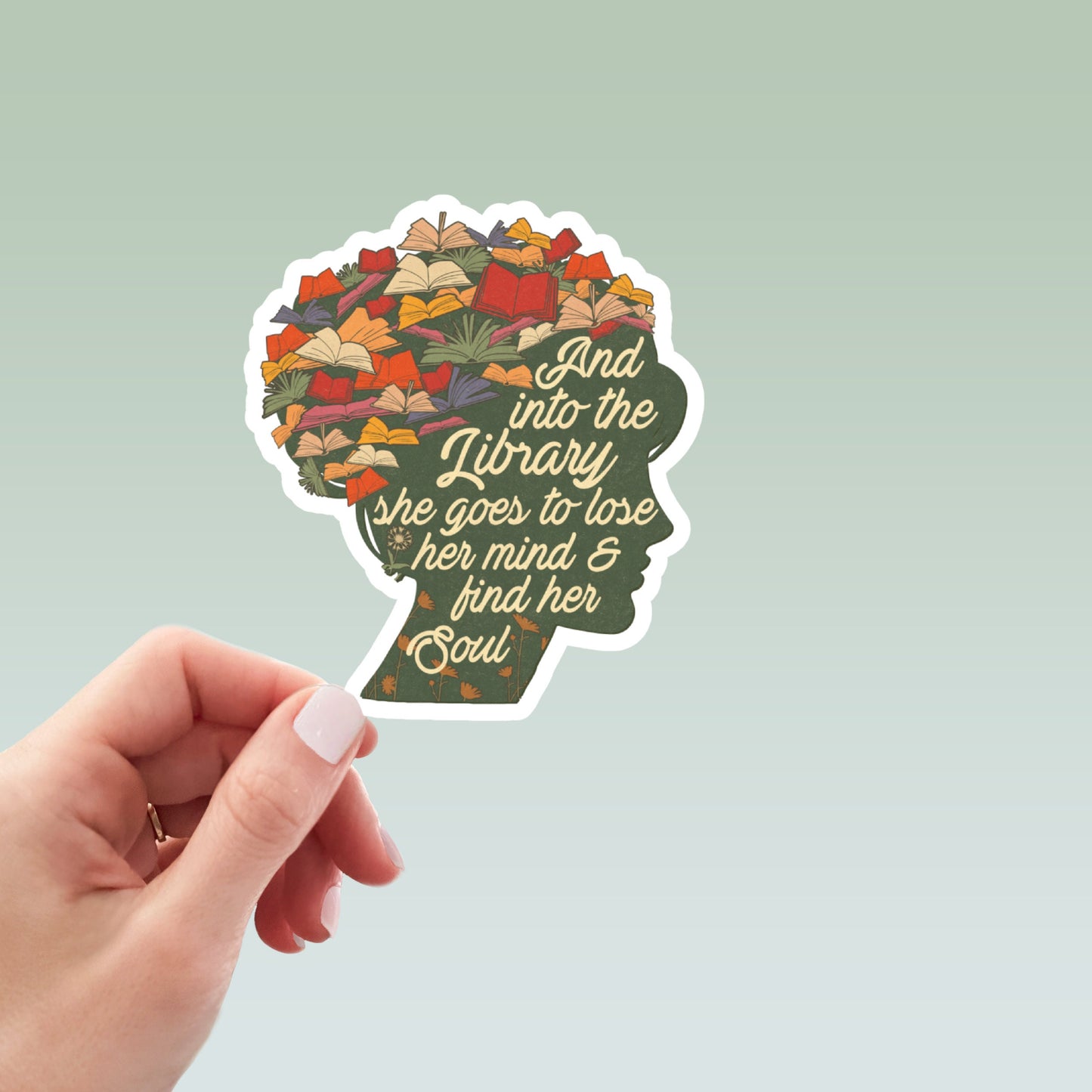Into The Library Book Inspired Waterproof Vinyl Sticker, book laptop decals, water bottle stickers, funny stickers, bookish stickers