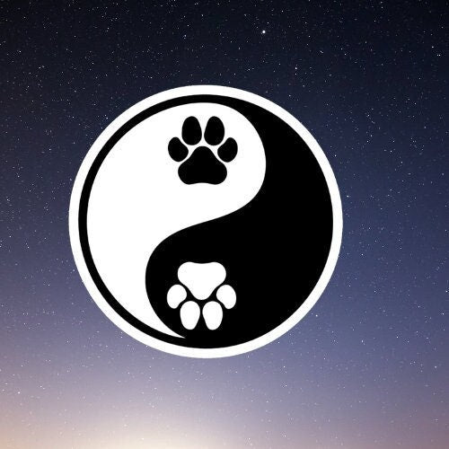 yin yang paws waterproof vinyl sticker, funny stickers, laptop stickers, water bottle stickers, Kindle stickers, decals