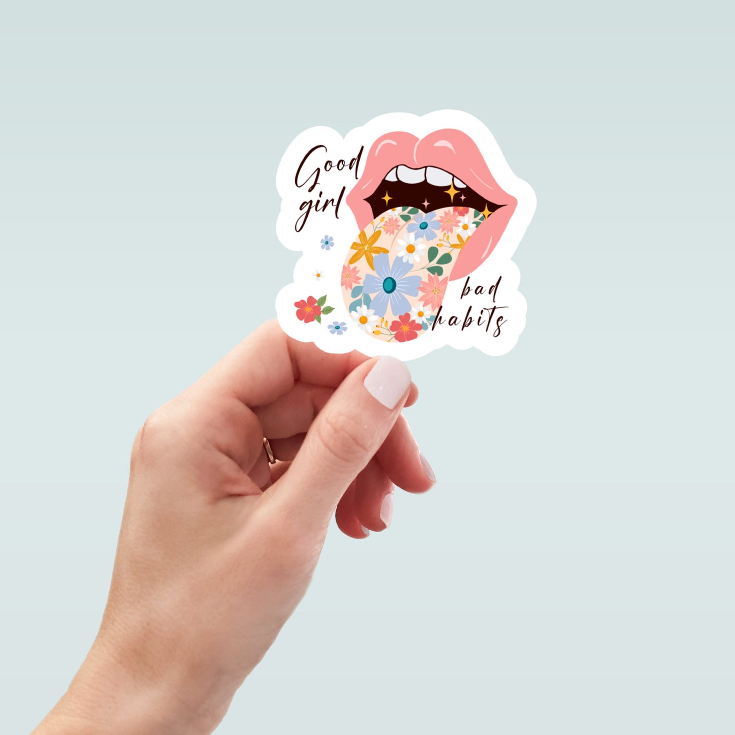 good girl bad habit waterproof vinyl laptop stickers, funny stickers, sarcastic sticker, kindle sticker, smut, romance