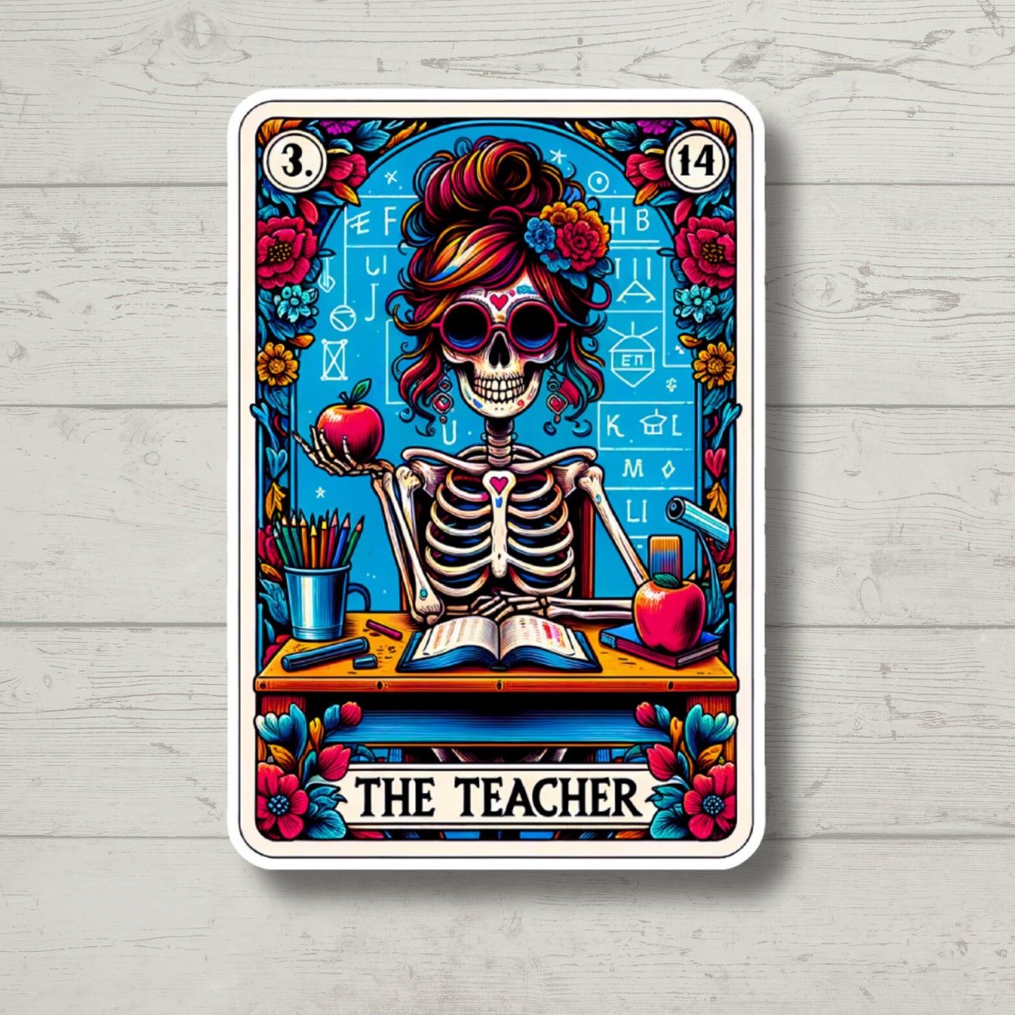 teacher tarot sticker, teaching sticker, laptop stickers, funny sticker, best friend gift, funny gift, teacher graduation gift