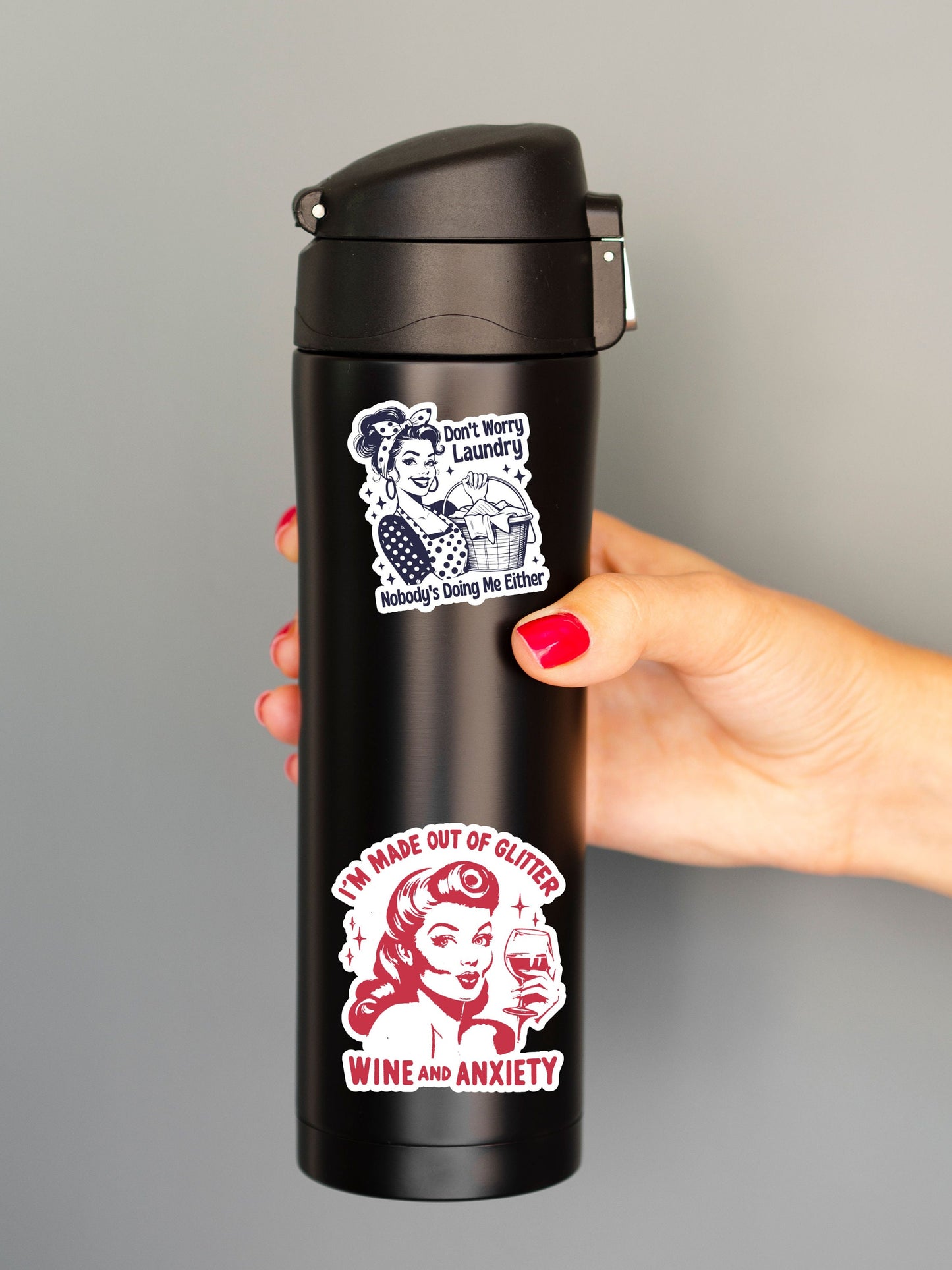 glitter wine anxiety, funny sticker, water bottle stickers, laptop stickers, sarcastic stickers, kindle stickers, sarcasm stickers