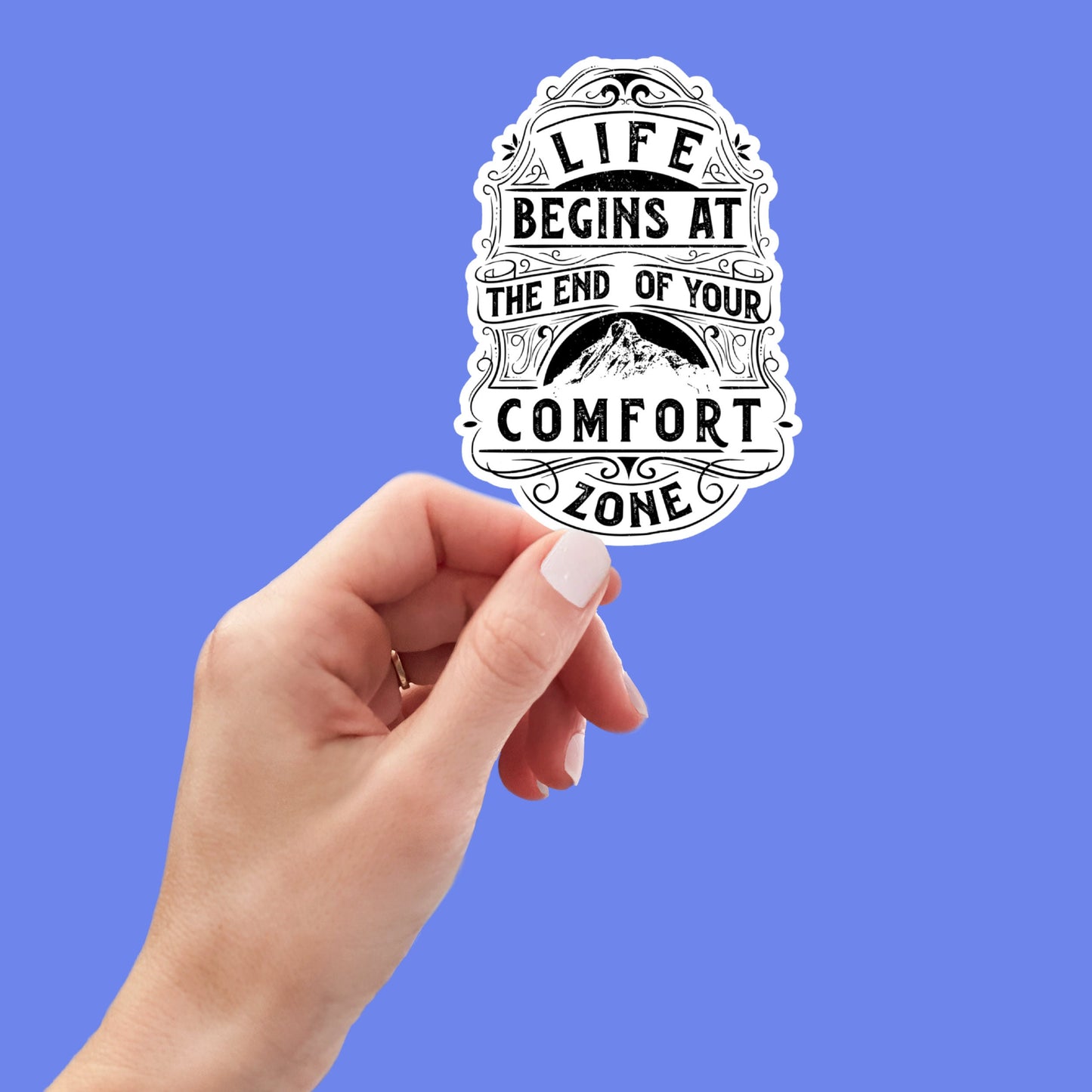 Life Begins at the End of Your Comfort Zone Sticker, therapy mental health sticker, kindle sticker, water bottle sticker, laptop sticker