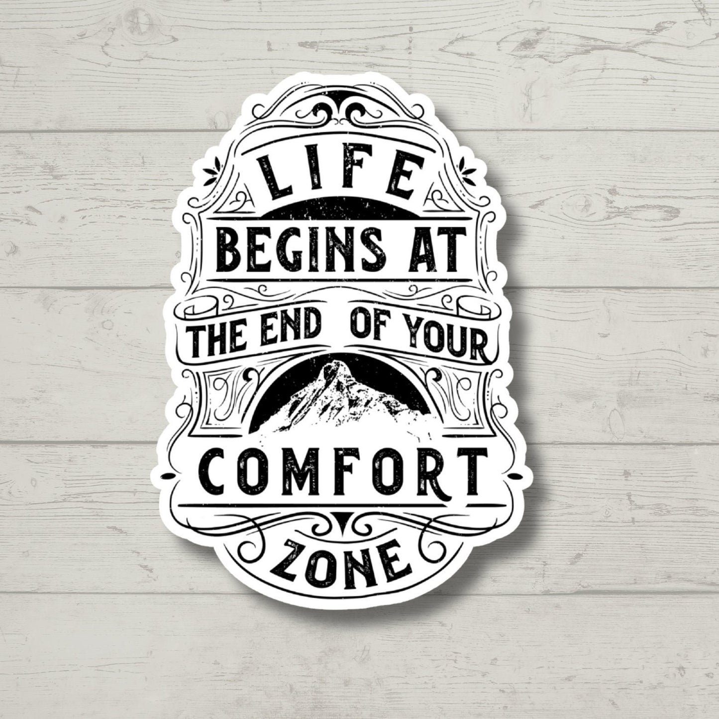 Life Begins at the End of Your Comfort Zone Sticker, therapy mental health sticker, kindle sticker, water bottle sticker, laptop sticker