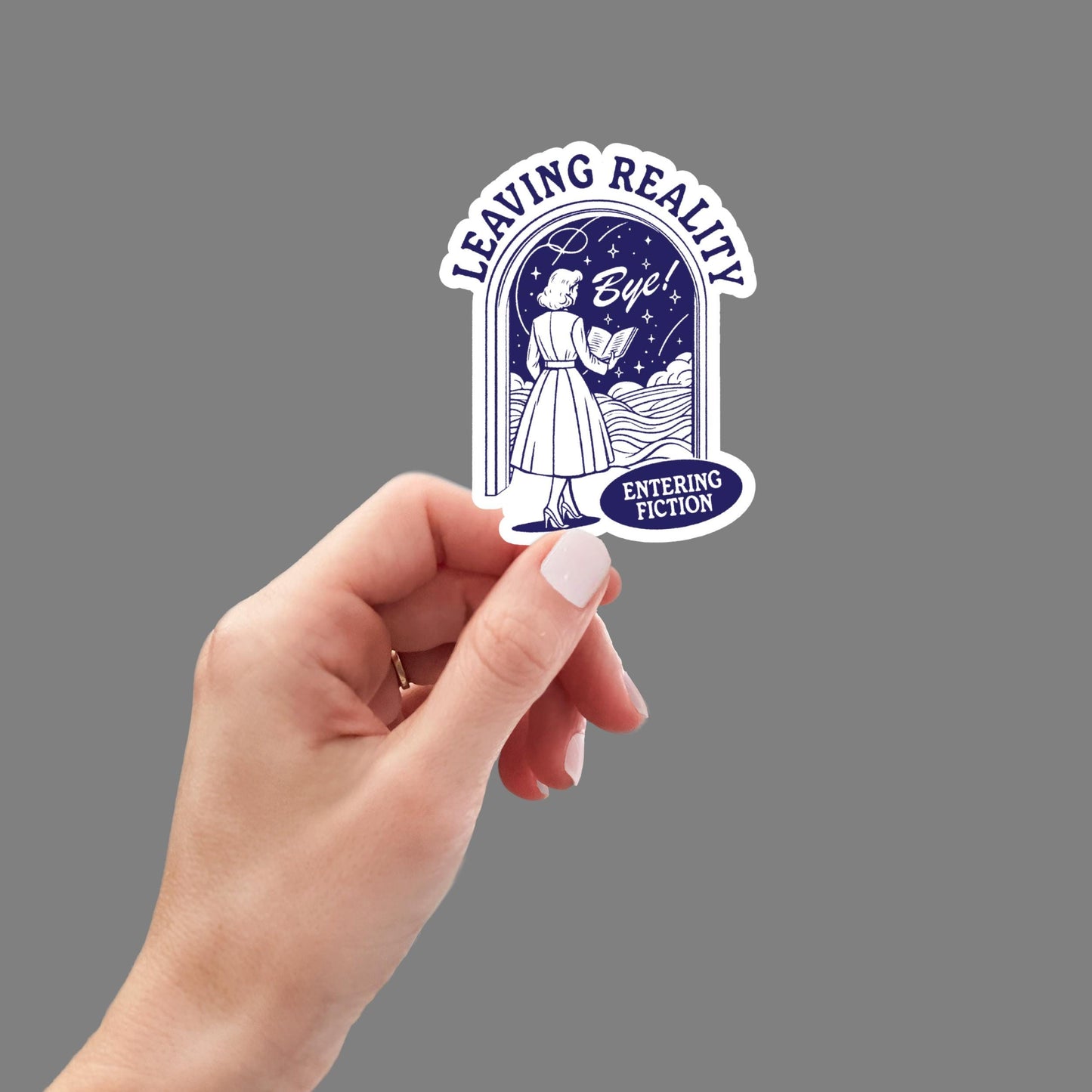 leaving reality entering fiction, Bookish Stickers, Gifts for Teachers, water bottle stickers, funny stickers, book stickers