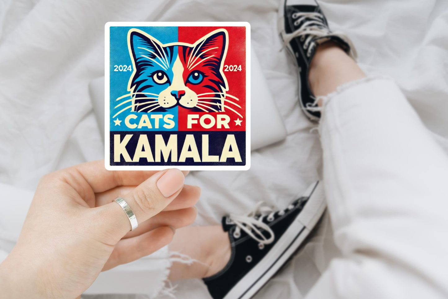 Cats for Kamala, Bumper Stickers, Kamala Harris, Funny Stickers, Sarcasm Stickers, Sarcastic Stickers, Funny Laptop Sticker