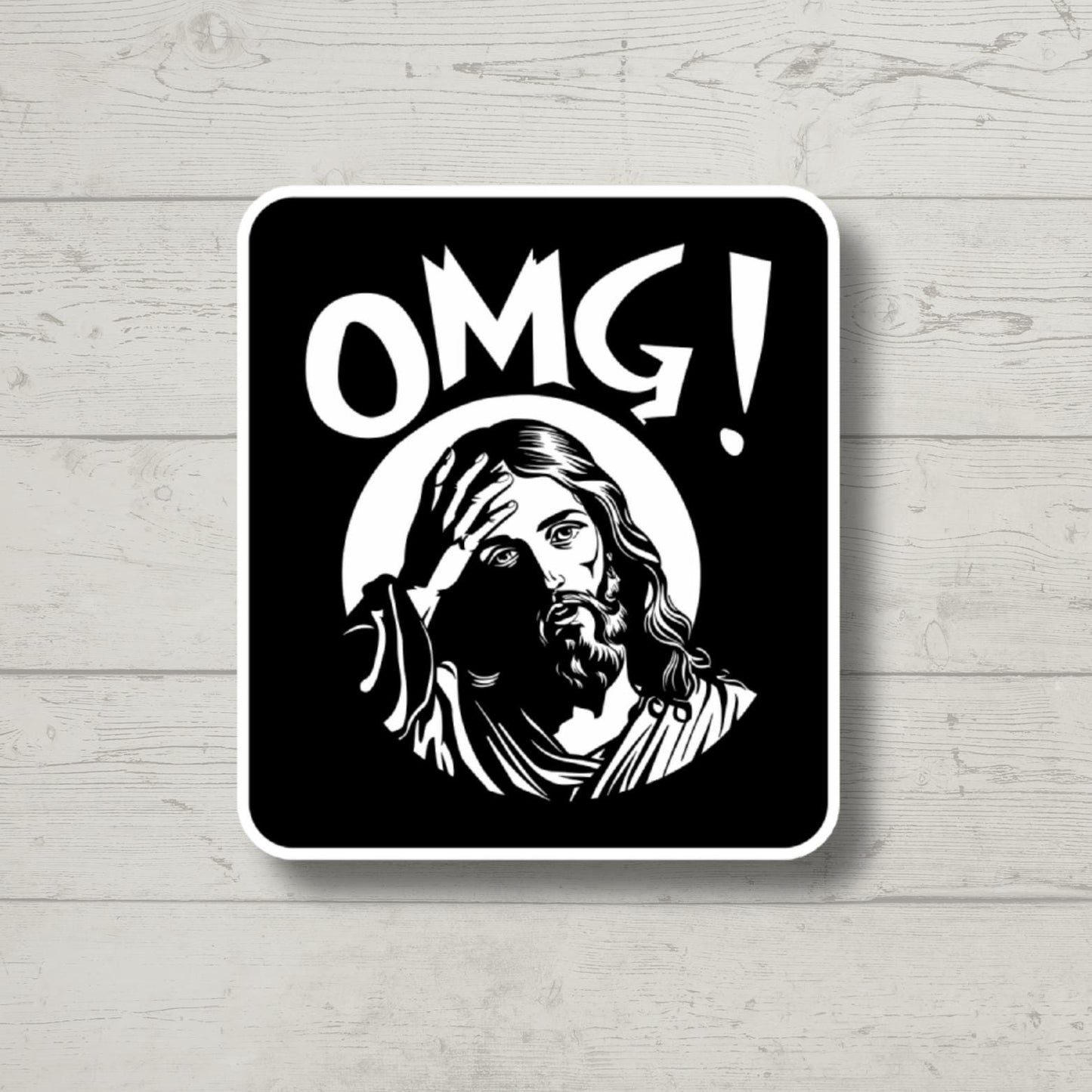 OMG Jesus Vinyl Sticker | Funny Waterproof Sticker for Laptop, Sarcastic Snarky Gift for Best Friend | Humorous Vinyl Decal