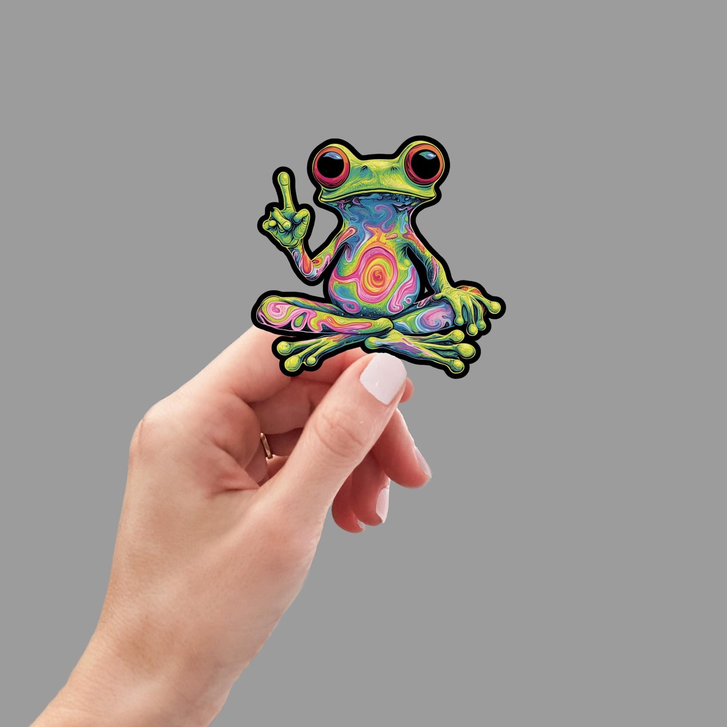 Psychedelic Frog Sticker | Funny Vinyl Decal for Laptop, Tumbler, Water Bottle | Trippy Sticker Gift
