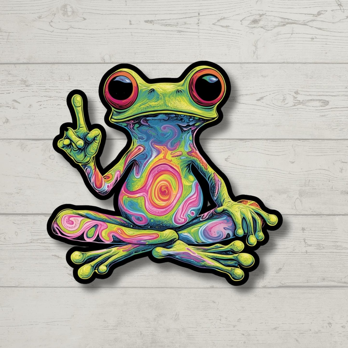 Psychedelic Frog Sticker | Funny Vinyl Decal for Laptop, Tumbler, Water Bottle | Trippy Sticker Gift