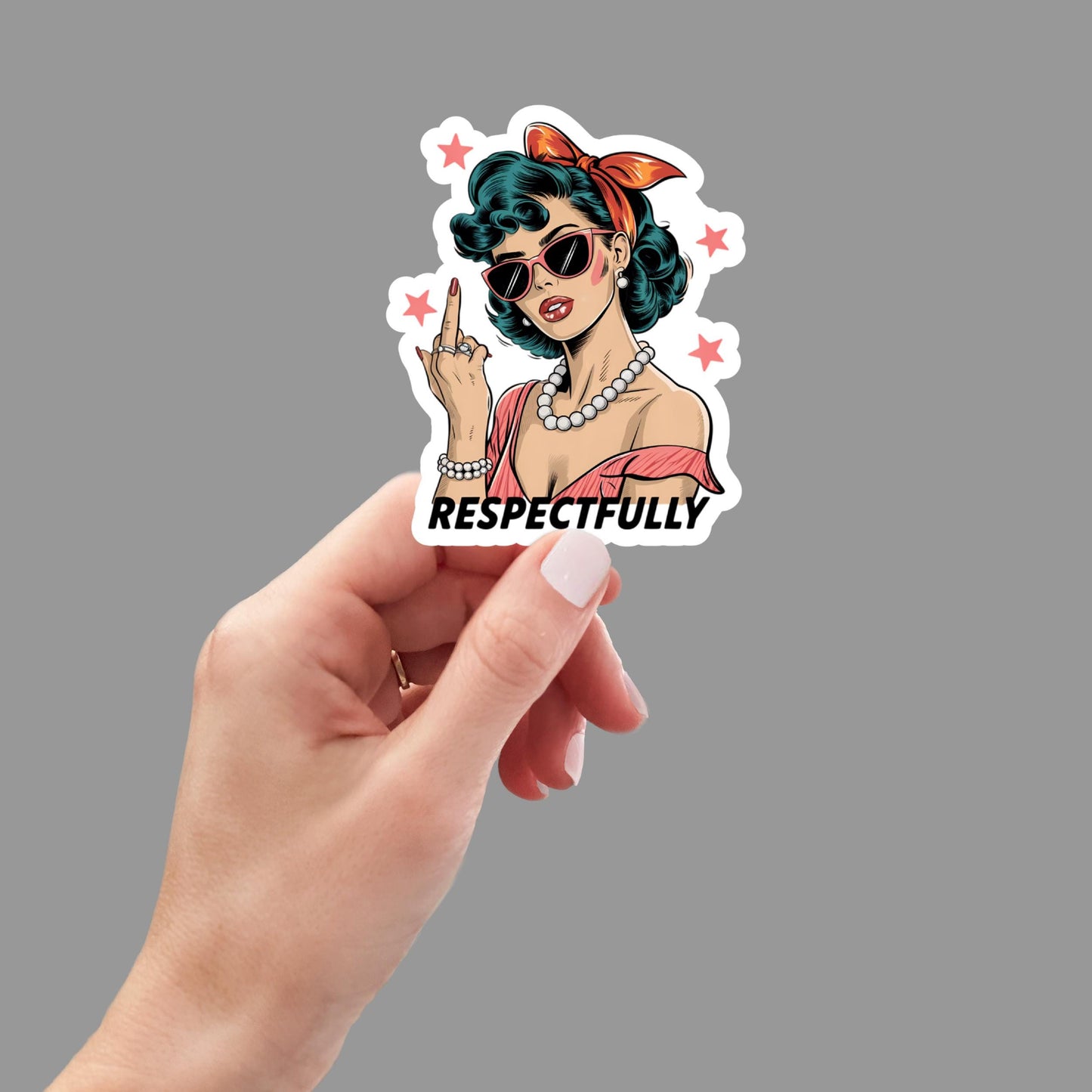 Respectfully Sticker, Middle Finger Sassy Girl Sticker, Adult Humor Sarcastic Funny Sticker, Water bottle sticker