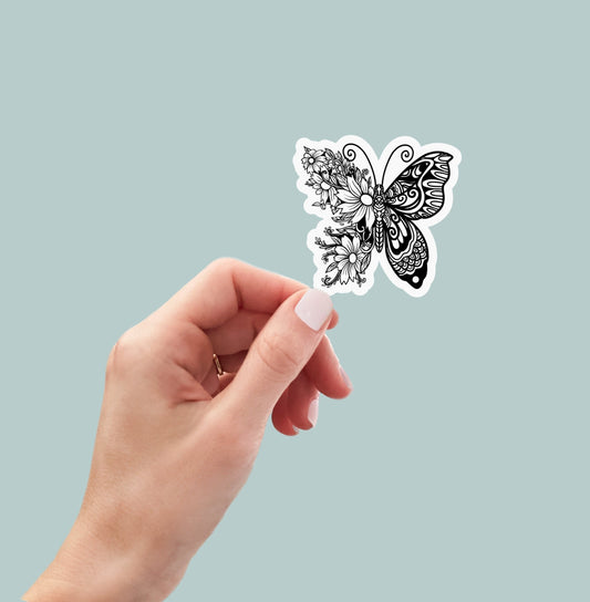 Flowering butterfly sticker, laptop stickers, water bottle stickers, butterfly stickers, planner stickers