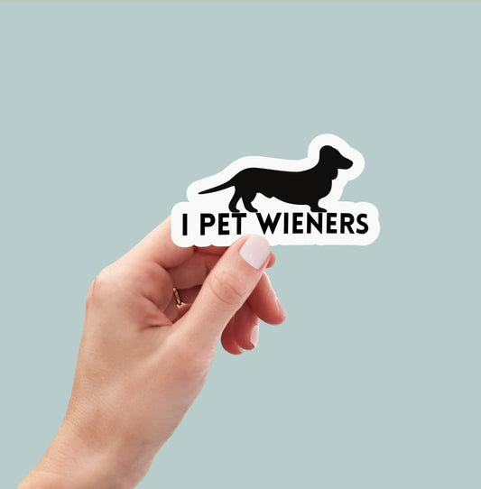 I Pet Wieners sticker, dog laptop decals, wiener dog stickers, dog stickers, laptops stickers, wiener stickers, water bottle stickers