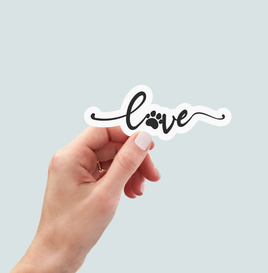 Love paw print sticker, laptop stickers, water bottle stickers, dog stickers, cat stickers, love stickers, cat mom, dog mom