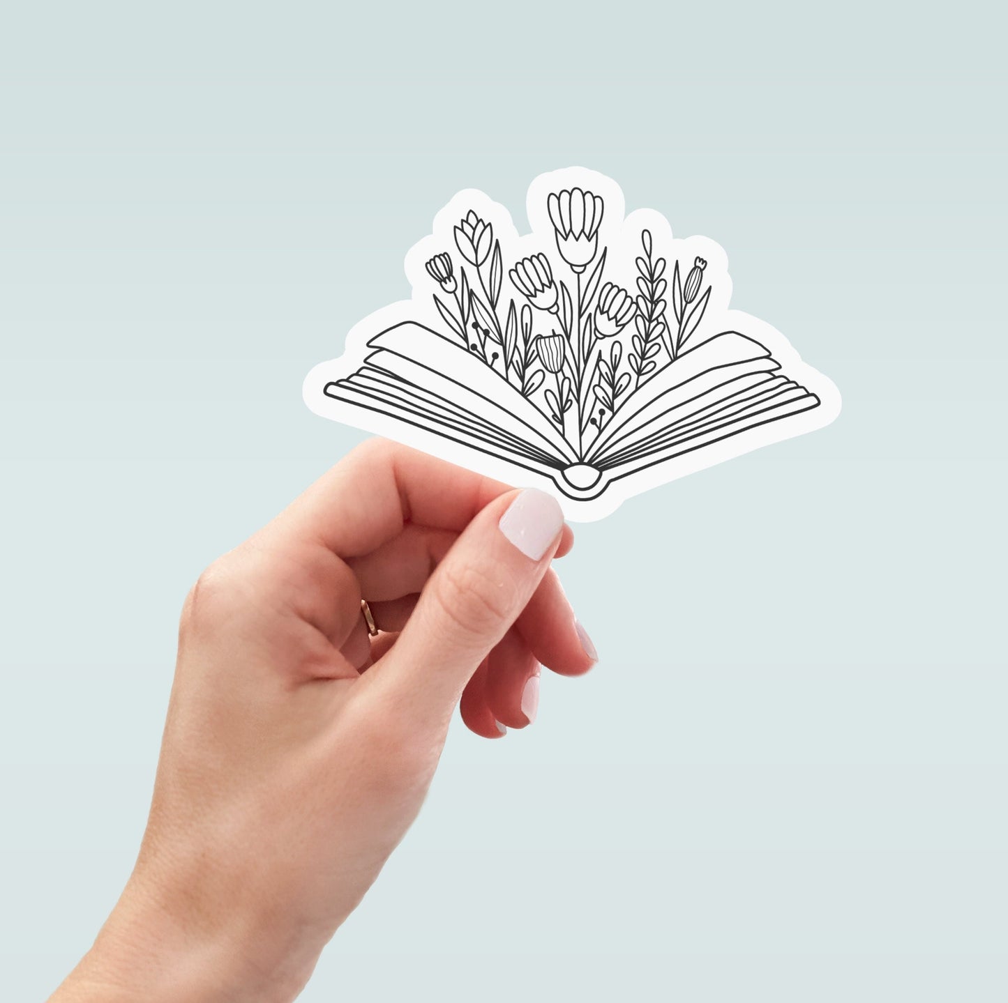 book of flowers, book stickers, laptop decals, water bottle decals, planner stickers, books