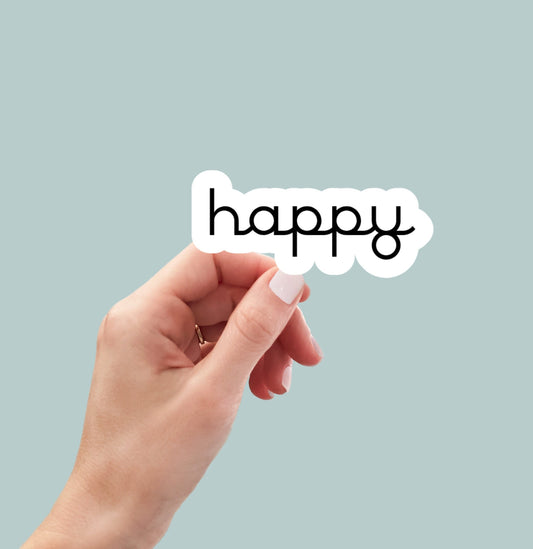 Happy sticker, laptop sticker, water bottle sticker, happiness sticker, decals, motivational stickers
