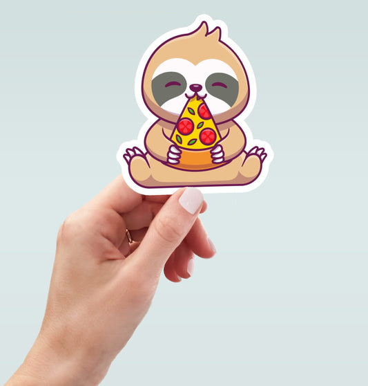 Sloth Eating Pizza Sticker, Water Bottle Sticker, Sloth Stickers, Sloth Decal, Laptop Sticker, Funny Stickers, Best Friend Gift