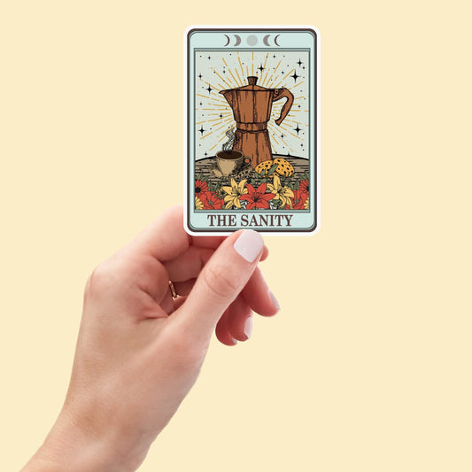 The Sanity Tarot Card sticker, Coffee Lover, funny stickers, Gothic Stickers, laptop decals, tumbler stickers, water bottle sticker