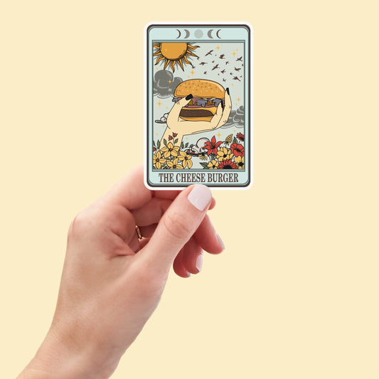 The Cheeseburger Tarot Card sticker, funny stickers, Gothic Stickers, laptop decals, tumbler stickers, water bottle sticker
