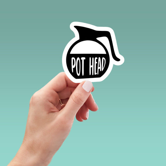 coffee pot head coffee sticker, funny stickers, laptop decals, tumbler stickers, coffee stickers, water bottle sticker, water bottle decal