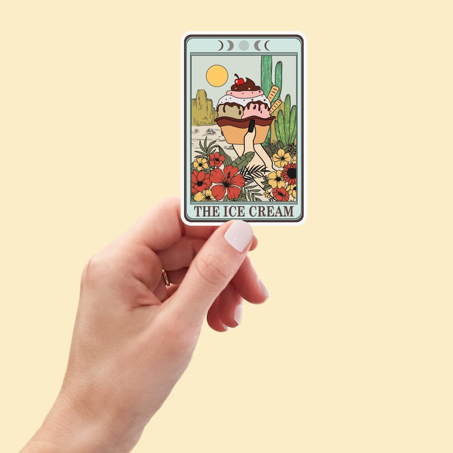 The Ice Cream Tarot Card sticker, Ice Cream Sticker, funny stickers, Gothic Stickers, laptop decals, tumbler stickers, water bottle sticker