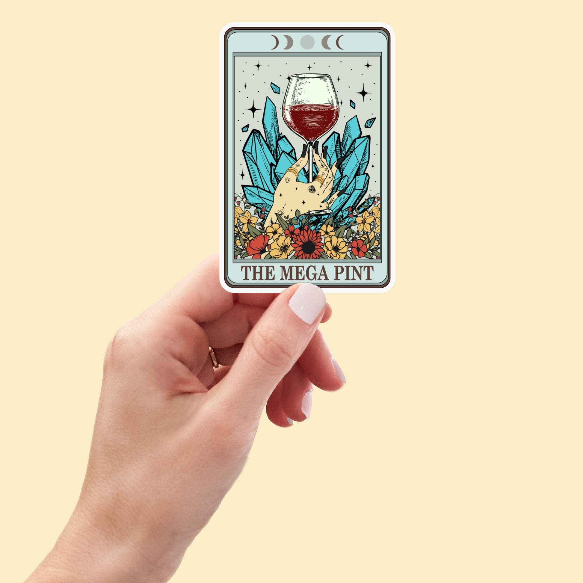 The Mega Pint Wine Tarot Card sticker, Wine Sticker, funny stickers, Gothic Stickers, laptop decals, tumbler stickers, water bottle sticker
