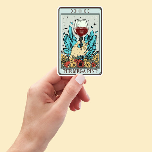 The Mega Pint Wine Tarot Card sticker, Wine Sticker, funny stickers, Gothic Stickers, laptop decals, tumbler stickers, water bottle sticker