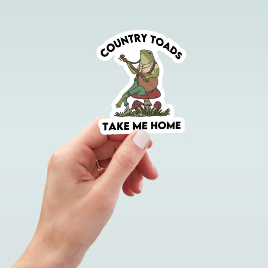 Country Toads Take Me Home sticker, funny stickers, laptop decals, tumbler stickers, water bottle sticker, mushroom stickers, frog stickers