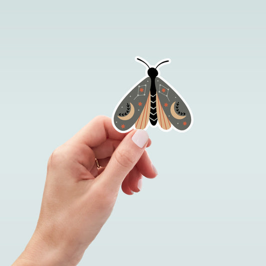 Celestial Moth Sticker, Boho Sticker, Moon sticker, Witchy Stickers, Crystals, tumbler stickers, water bottle stickers, computer stickers