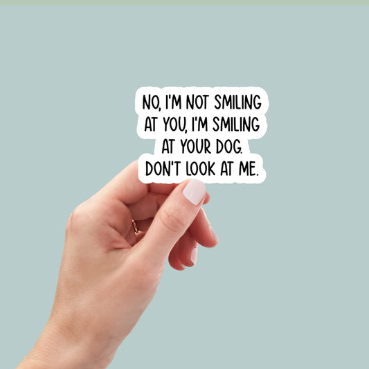 Not Smiling at You, Smiling at Your Dog sticker, funny stickers, laptop stickers, water bottle stickers, planner stickers, decals