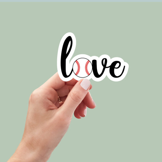 love baseball stickers, love baseball decals, baseball mom stickers, baseball laptop stickers, baseball water bottle stickers