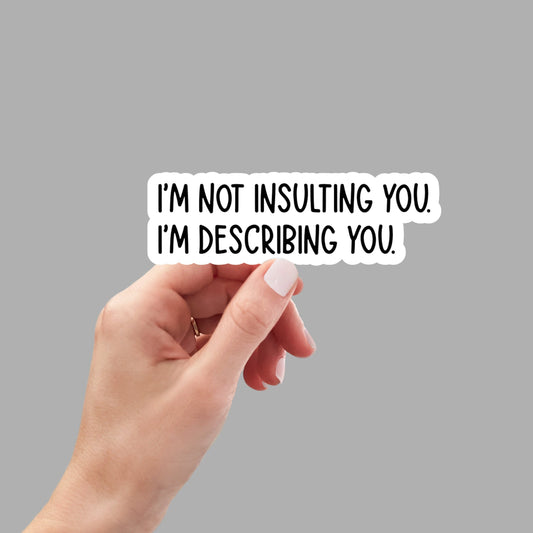 i'm not insulting you i'm describing, laptop sticker, resting bitch face, laptop stickers, funny stickers, sarcastic sticker, snarky sticker