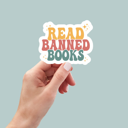 Read Banned Books Sticker, book laptop decals, water bottle stickers, funny stickers, book stickers, bookish stickers