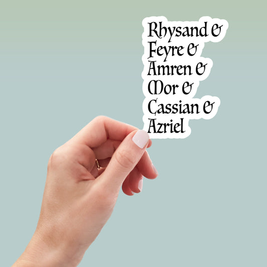 ACOTAR, A Court Of Thorns and Roses Names , bookish decals, water bottle stickers, book stickers, journaling stickers, kindle stickers