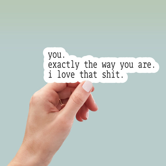 you exactly the way you are sticker, water bottle sticker, laptop sticker, inspirational sticker, decal, kindle stickers, journaling sticker