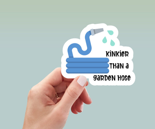 kinkier than a garden hose sticker, laptop stickers, funny stickers, sarcastic sticker, funny gift, snarky sticker, kindle stickers