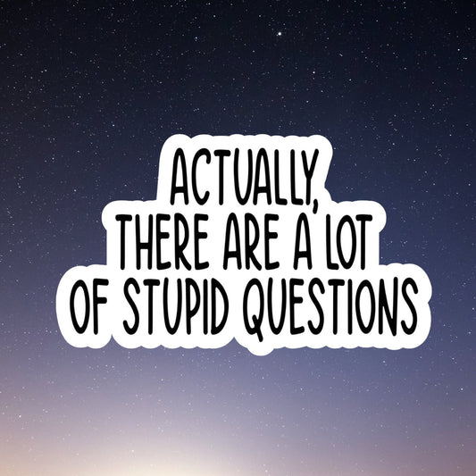 stupid questions waterproof vinyl sticker, laptop stickers, funny stickers, sarcastic sticker, funny gift, snarky sticker, car sticker