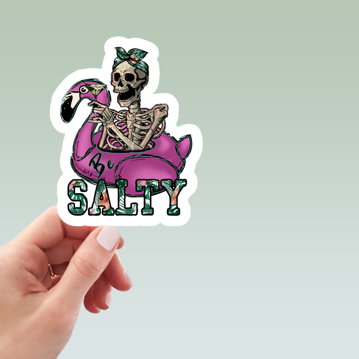 be salty skeleton flamingo waterproof vinyl sticker