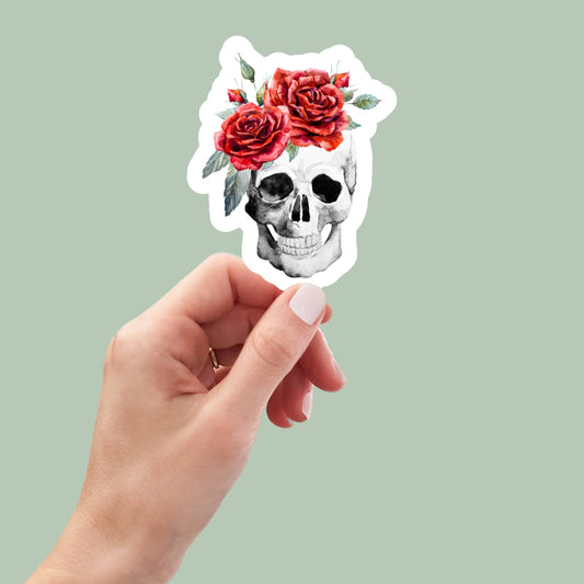 skull roses sticker, water bottle sticker, laptop sticker, inspirational sticker, kindle stickers, journaling stickers, aesthetic sticker