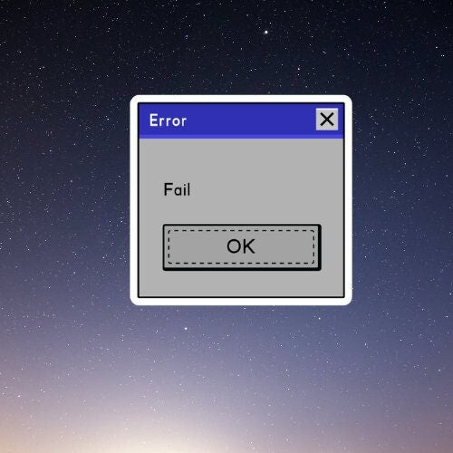 error fail computer message waterproof vinyl sticker