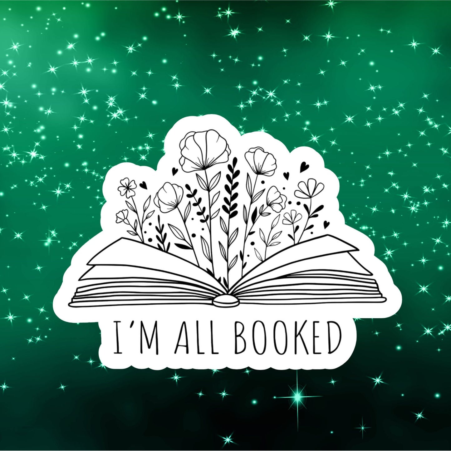 i'm all booked sticker, book laptop decals, water bottle stickers, bookish, reading, planner stickers, aesthetic stickers, books