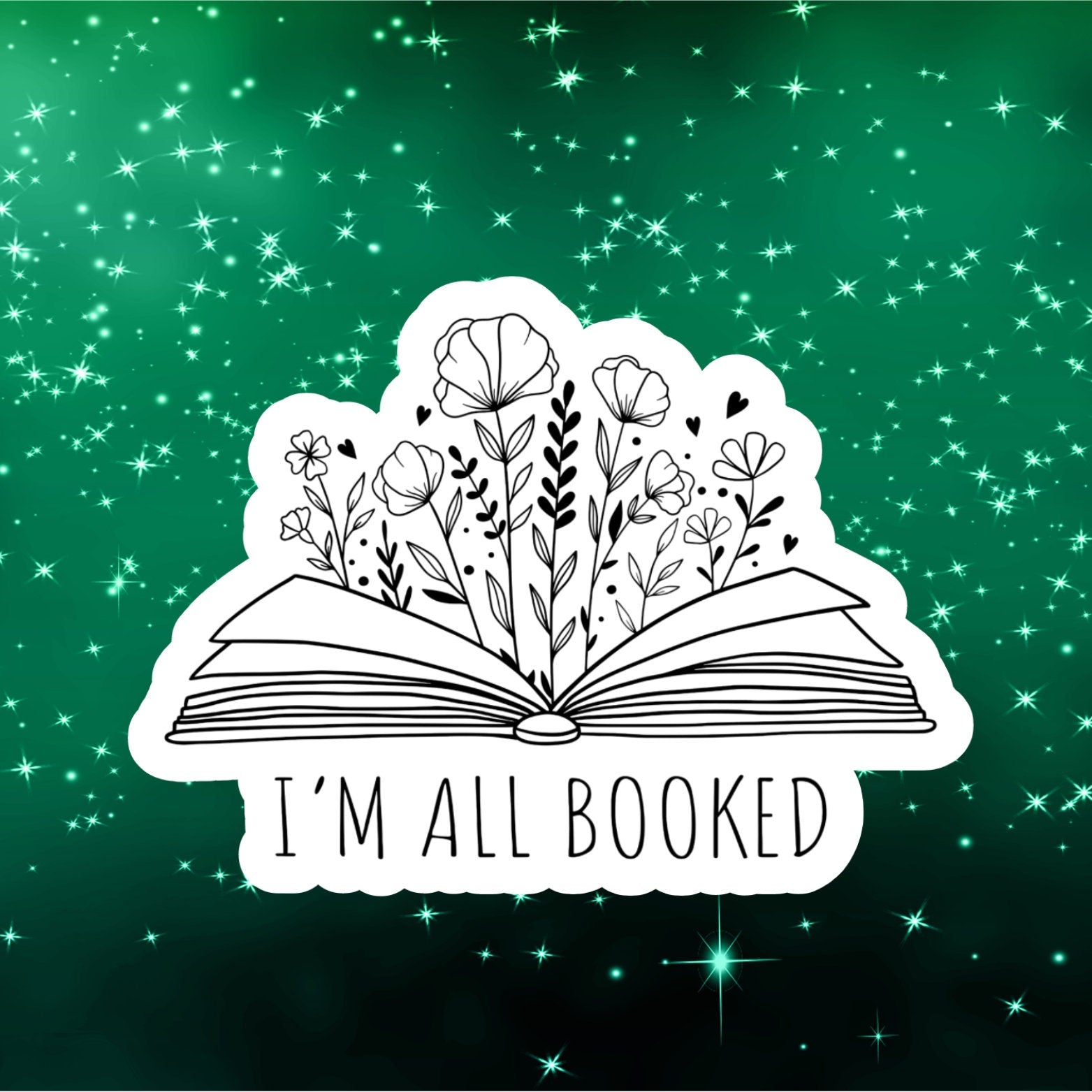 i'm all booked sticker, book laptop decals, water bottle stickers, bookish, reading, planner stickers, aesthetic stickers, books