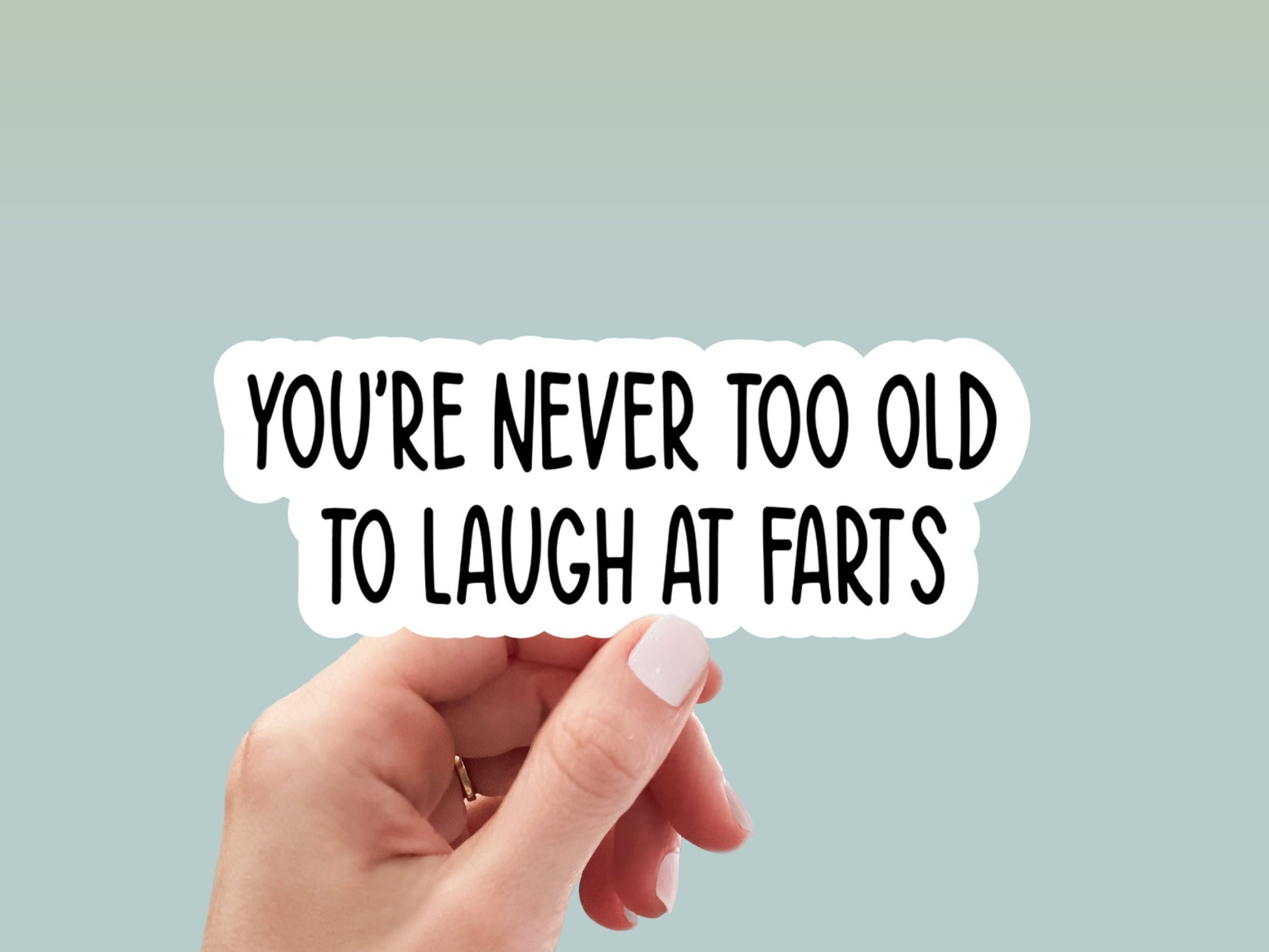 never too old to laugh at farts, Funny Stickers, Sarcasm Stickers, Sarcastic Stickers, Funny Laptop Sticker, Funny Decals