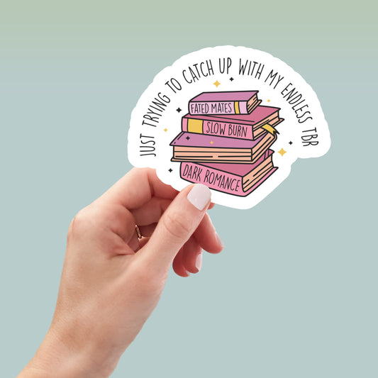 catch up with my endless tbr, book laptop decals, water bottle stickers, bookish, reading, planner stickers, aesthetic stickers, books