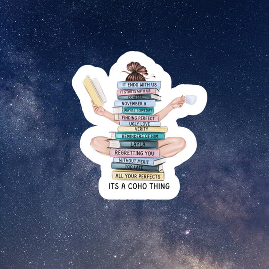 COHO Colleen Hoover book stack waterproof vinyl sticker, book laptop decals, water bottle stickers, book stickers, kindle stickers